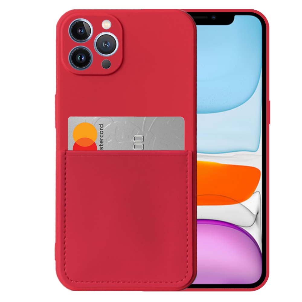 iPhone 11 Pro
  siliconen hoesje met pashouder en zachte binnenkant - Rood