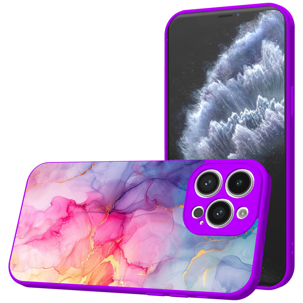 Telefoonhoesje Geschikt voor iPhone 11
  Pro met Regenboog Marmer opdruk - TPU Back Cover Case Rainbow Marble Design -
  Paars