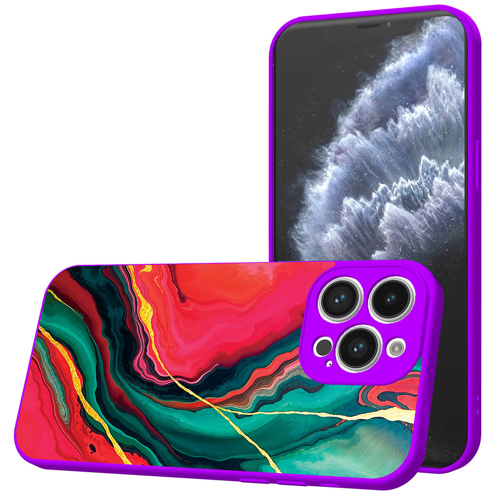 Telefoonhoesje Geschikt voor iPhone 11
  Pro met Rood Groen Marmer opdruk - TPU Back Cover Case Red Green Marble
  Design - Paars