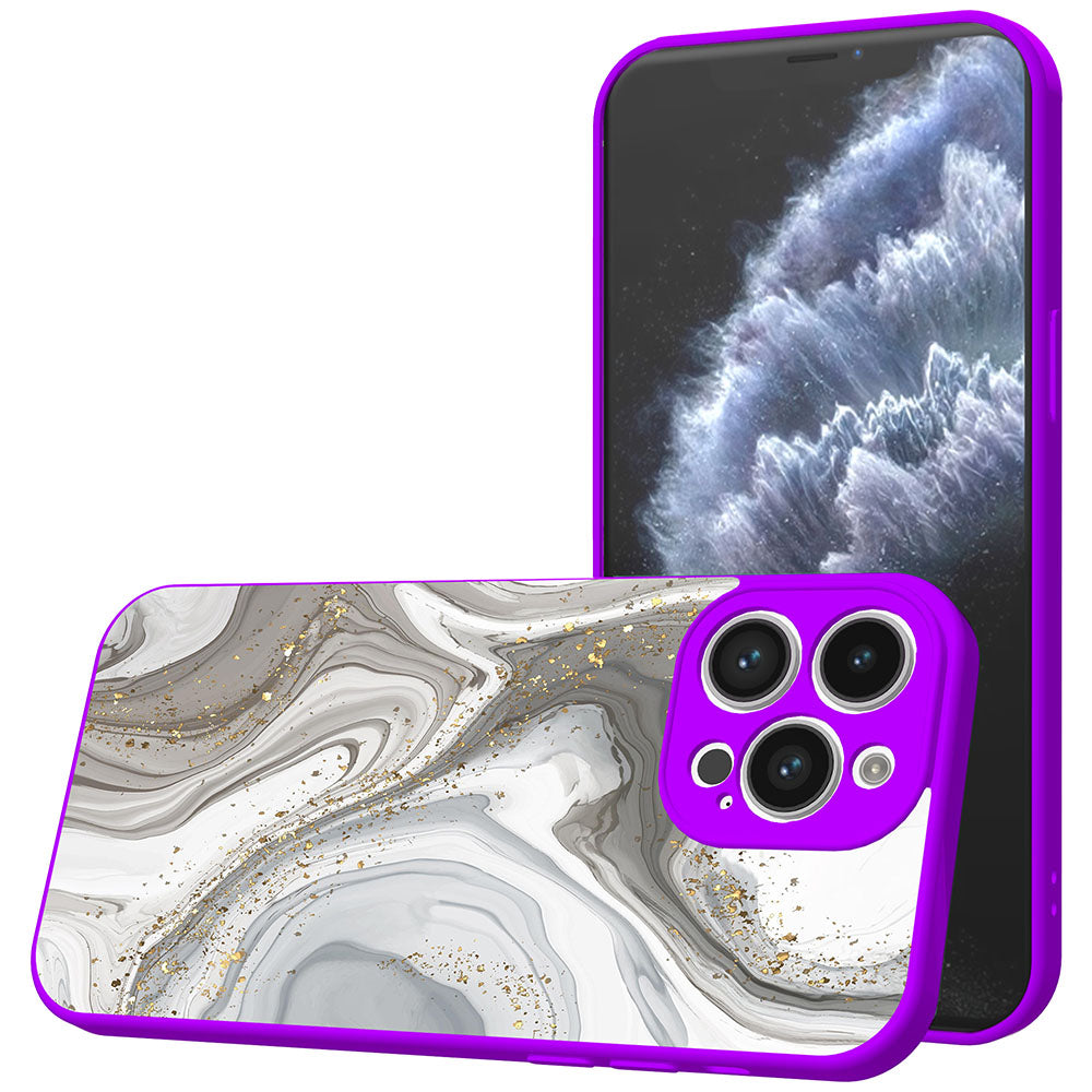 Telefoonhoesje Geschikt voor iPhone 11
  Pro met Zilver Marmer opdruk - TPU Back Cover Case Silver Marble Design -
  Paars