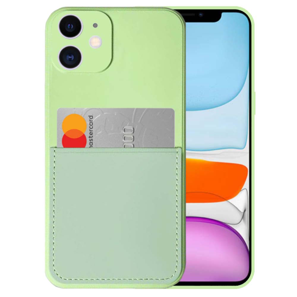 iPhone 11 siliconen hoesje met pashouder
  en zachte binnenkant - Groen