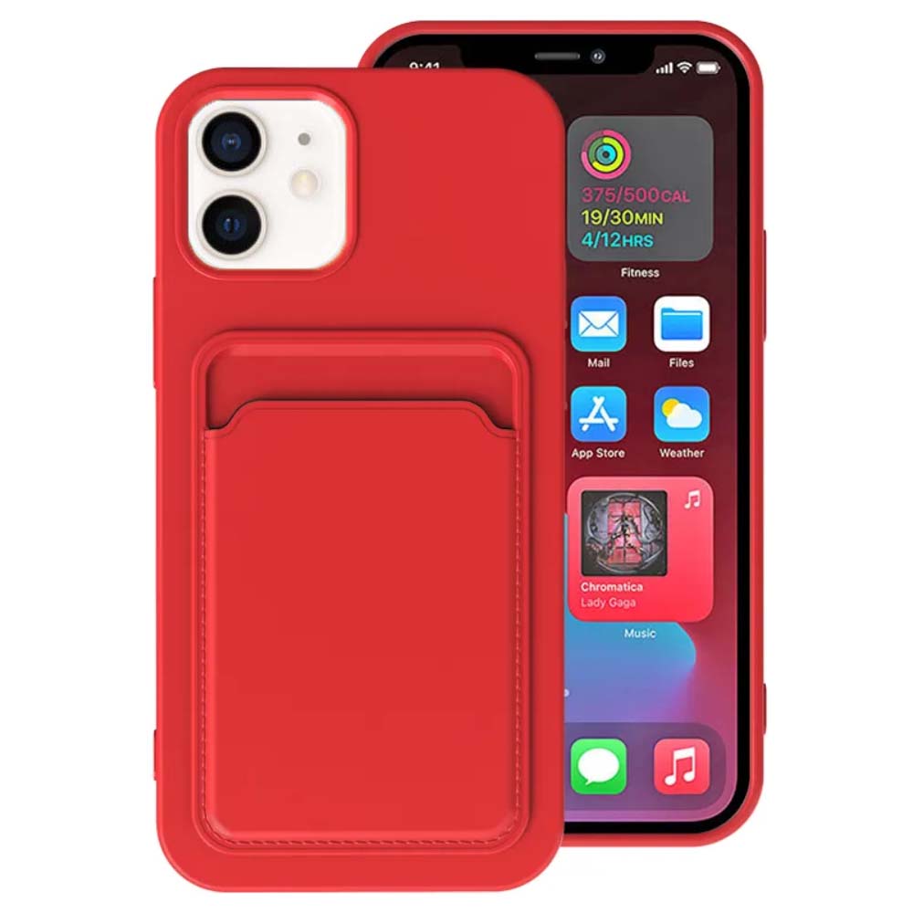 iPhone 11 siliconen hoesje met pashouder
  - Rood