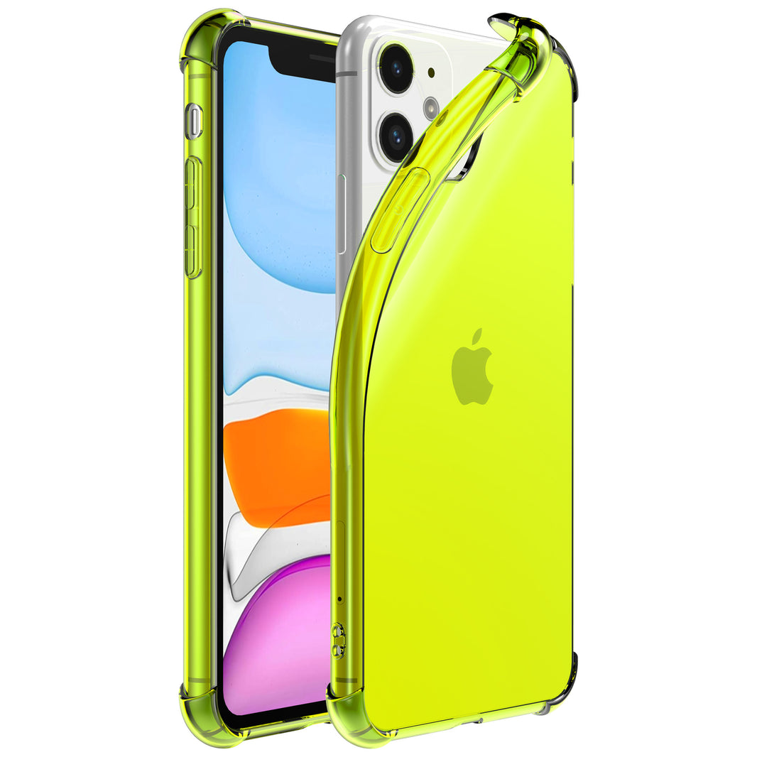 iPhone 11 transparant siliconen hoesje - Neon Geel
