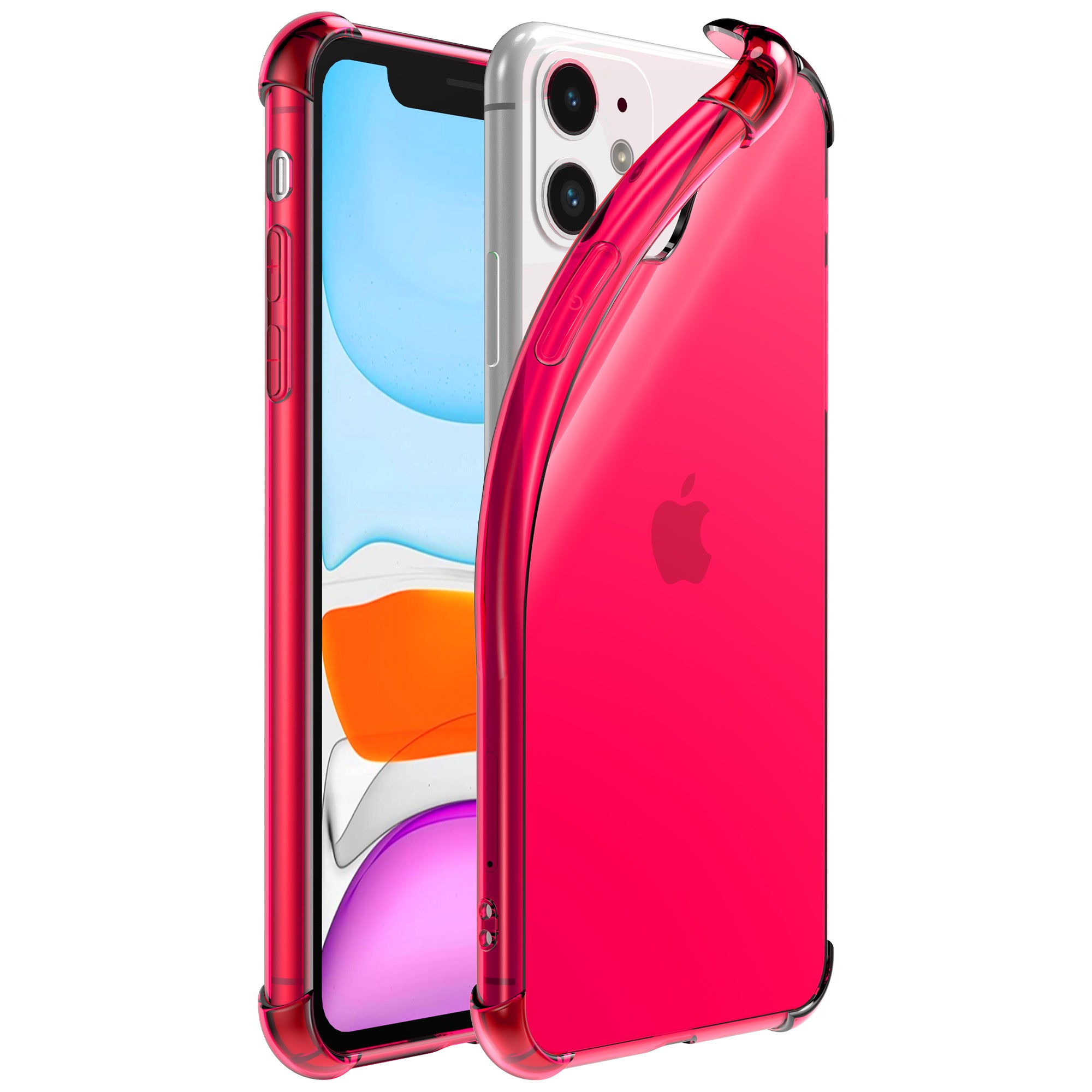 iPhone 11 transparant siliconen hoesje - Neon Roze