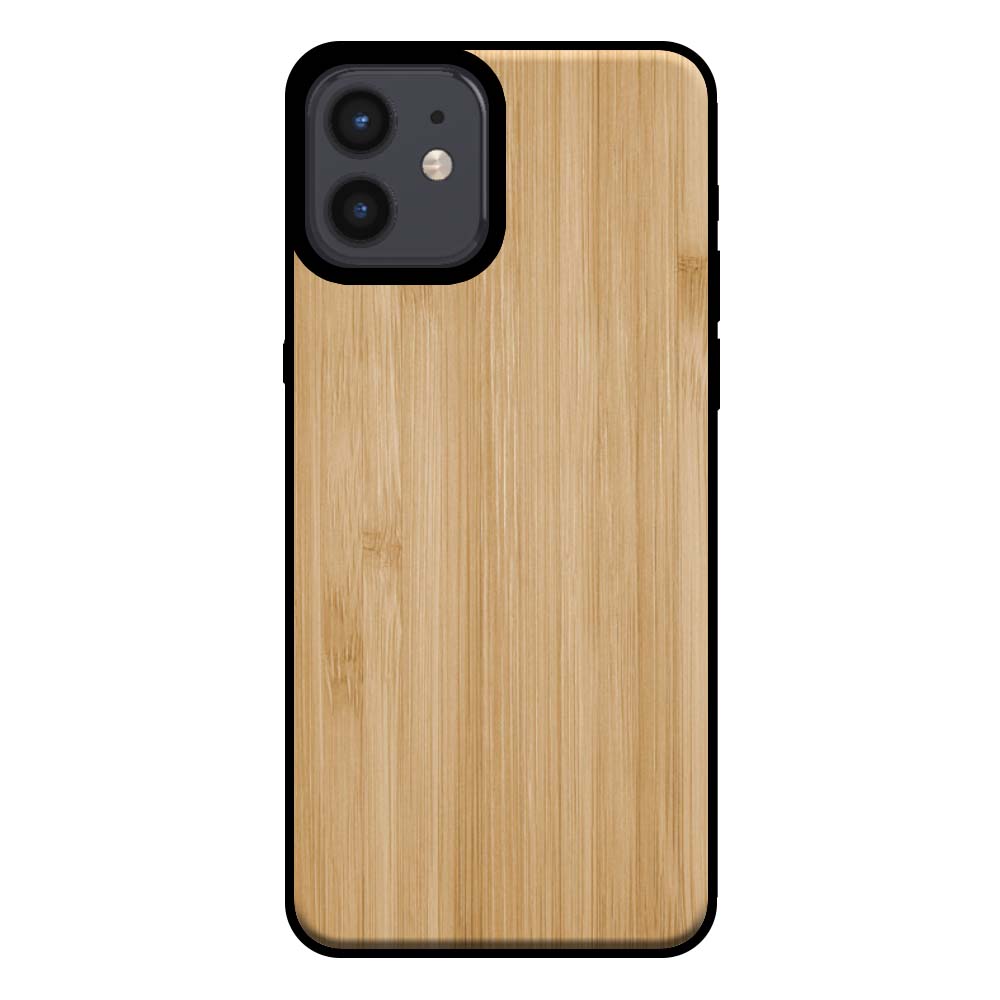 Telefoonhoesje voor iPhone 12/12 Pro met
  houten look - backcover bamboo kunsthout hoesje - Bruin