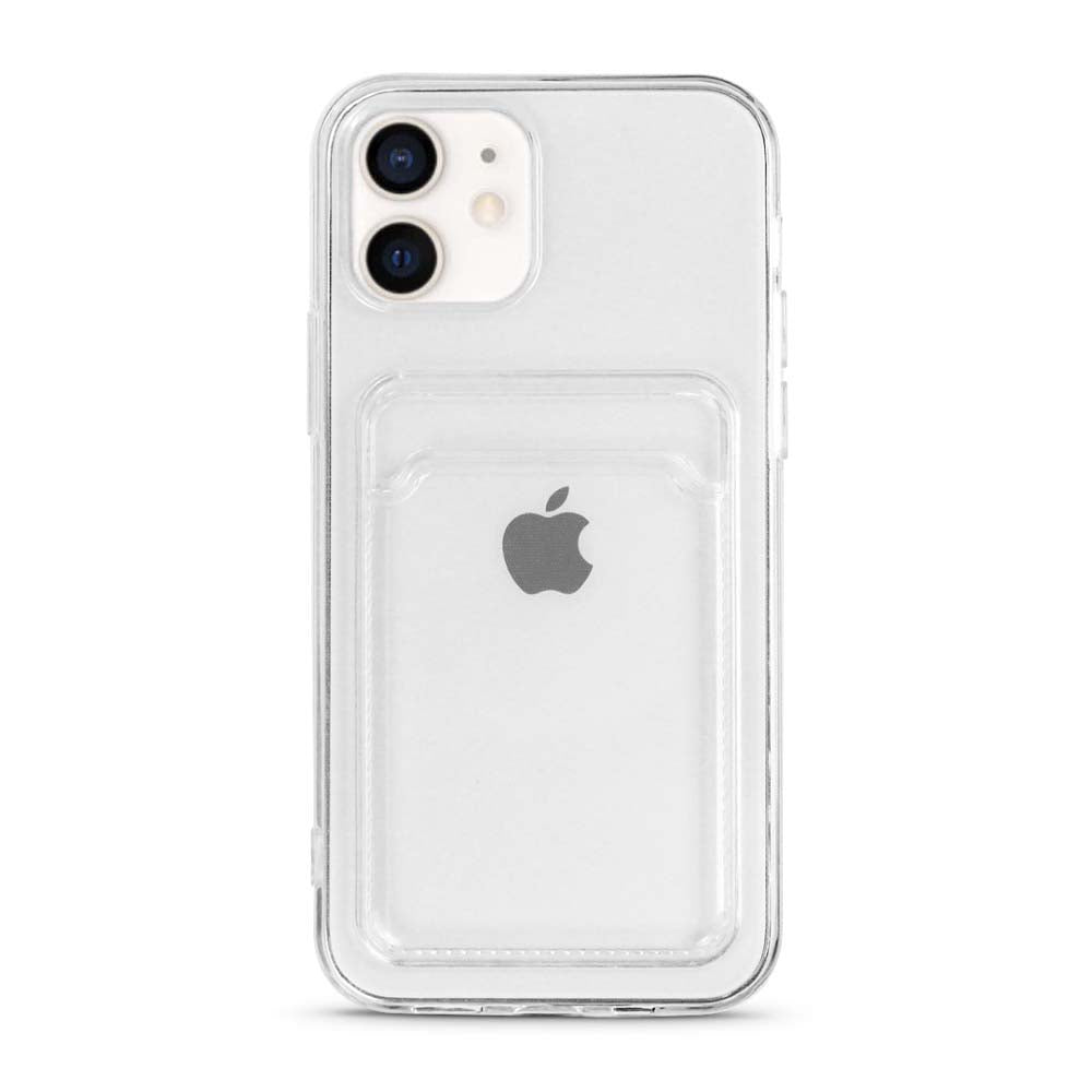iPhone 12 Mini siliconen hoesje met  pashouder - Transparant