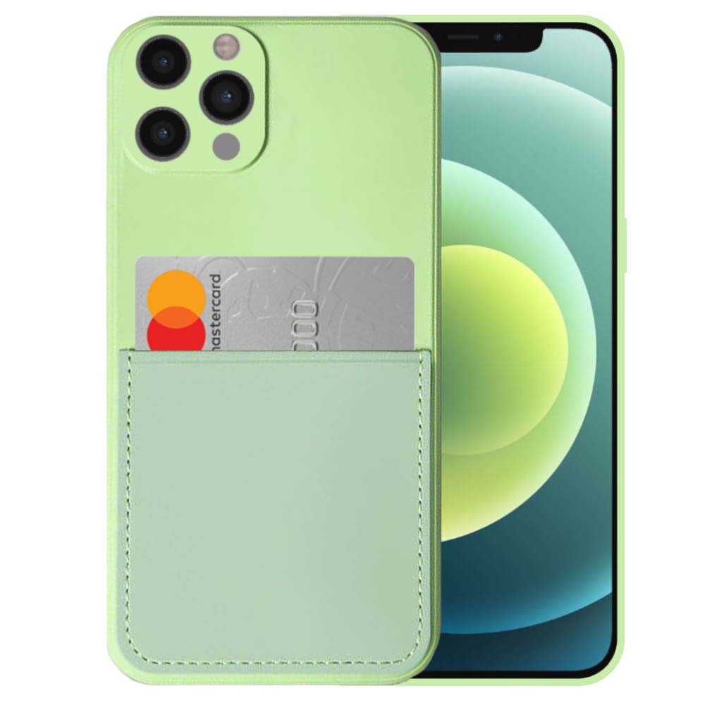 iPhone 12 Pro Max siliconen hoesje met
  pashouder en zachte binnenkant - Groen
