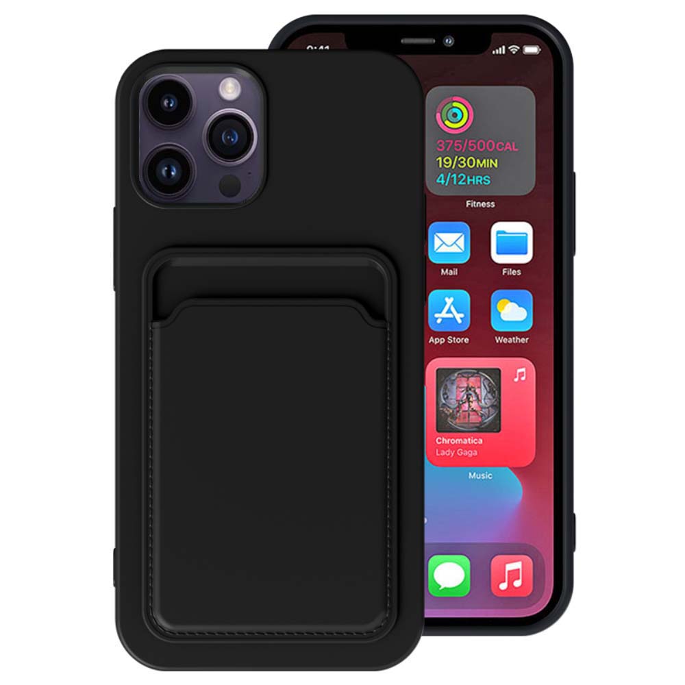 iPhone 12 Pro Max siliconen hoesje met
  pashouder - Zwart