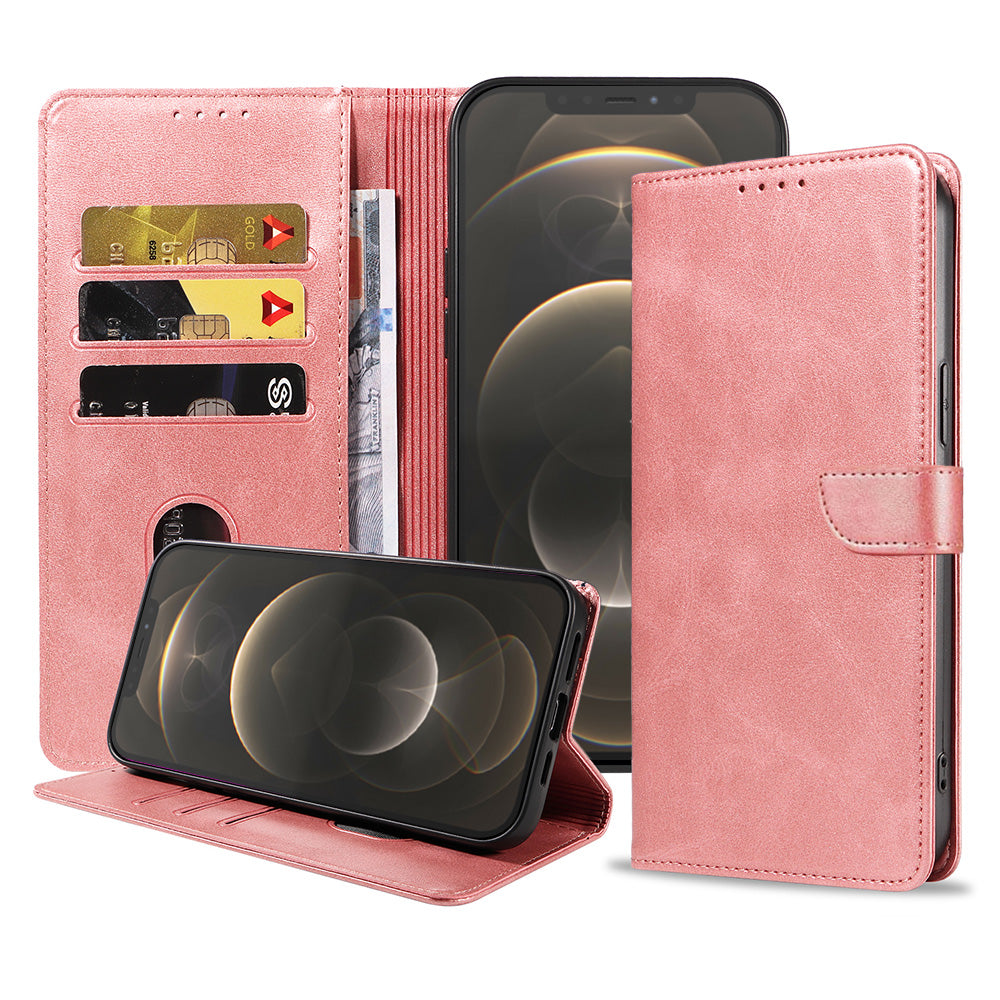 Geschikt voor iPhone 12 Pro Max
  Telefoonhoesje Kunstleer met Magnetisch lipje en Pasjeshouder Book Case met
  Klepje - Roze - Smartphonica