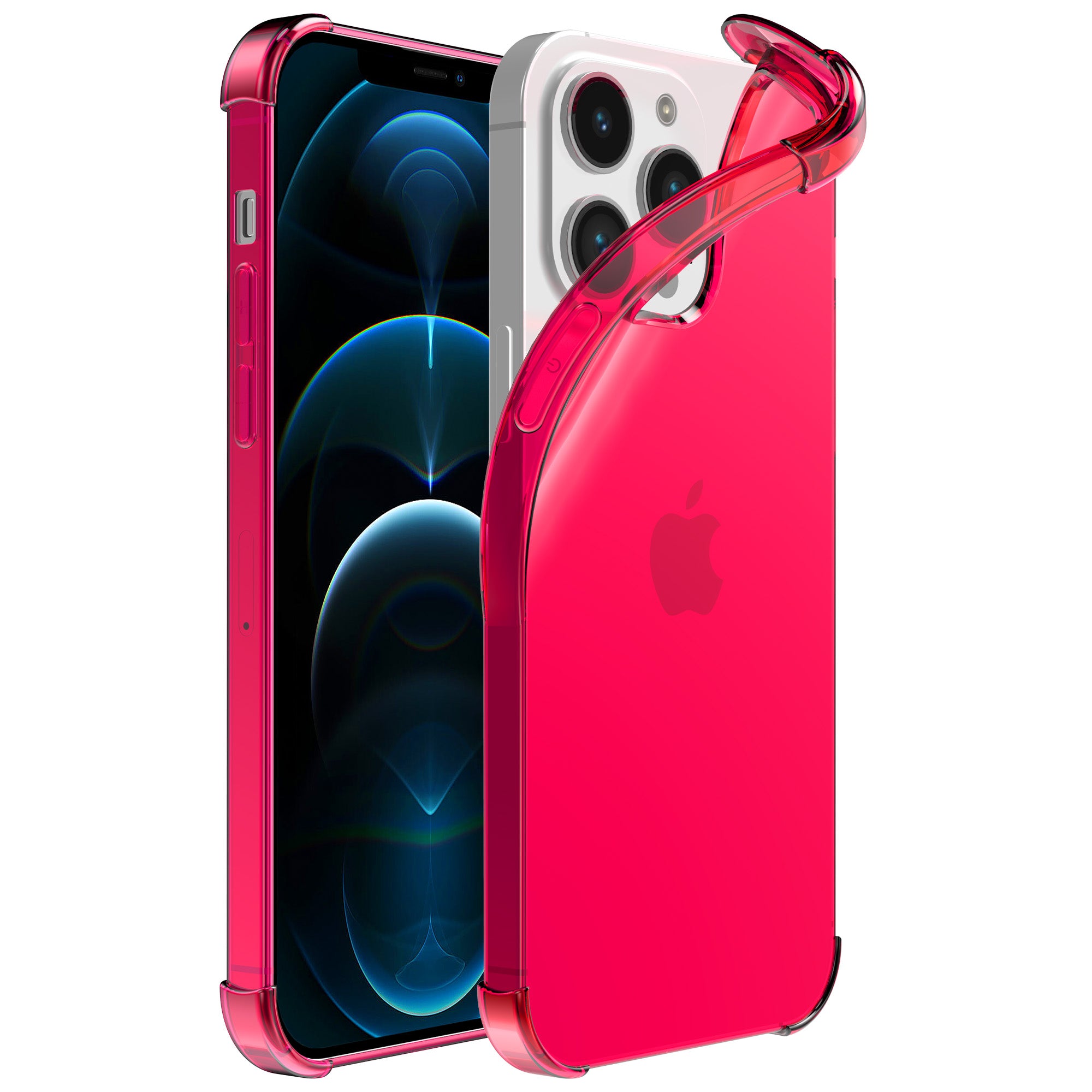 iPhone 12 Pro Max transparant siliconen hoesje - Neon Roze