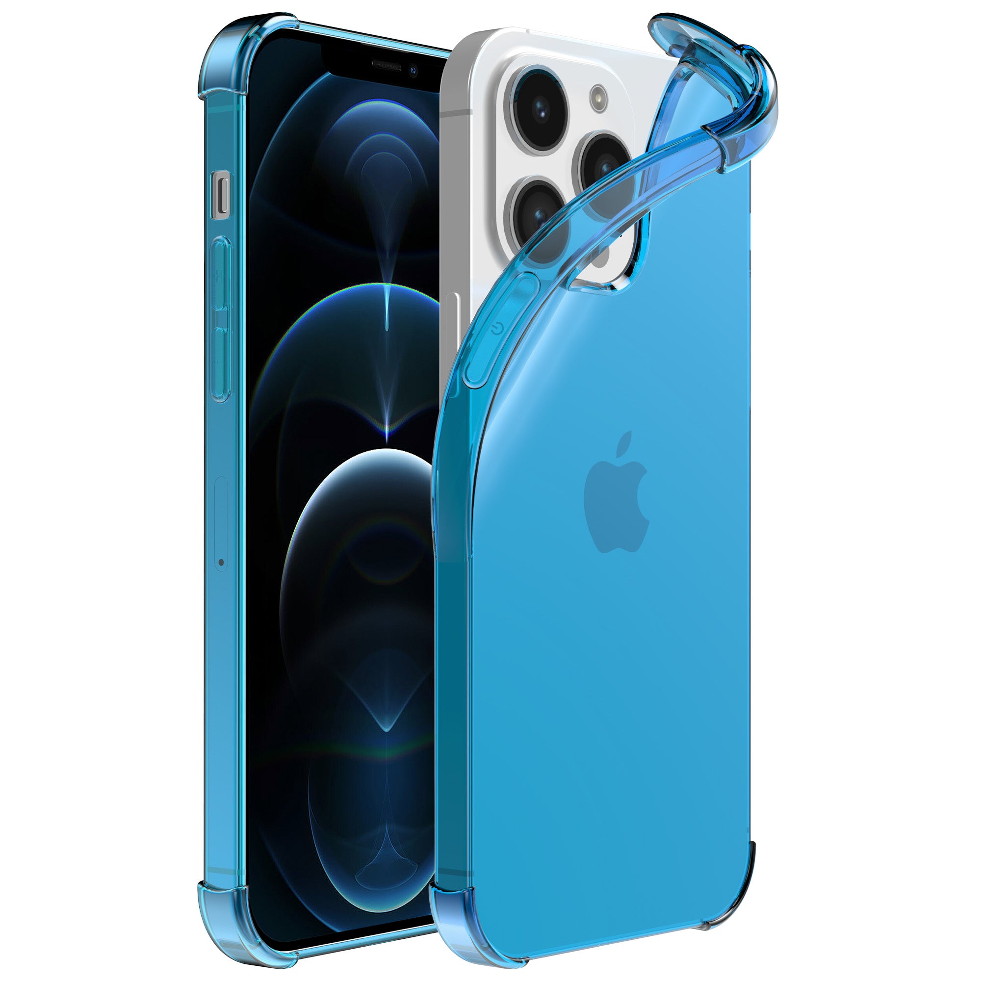 iPhone 12/12 Pro transparant siliconen hoesje - Blauw