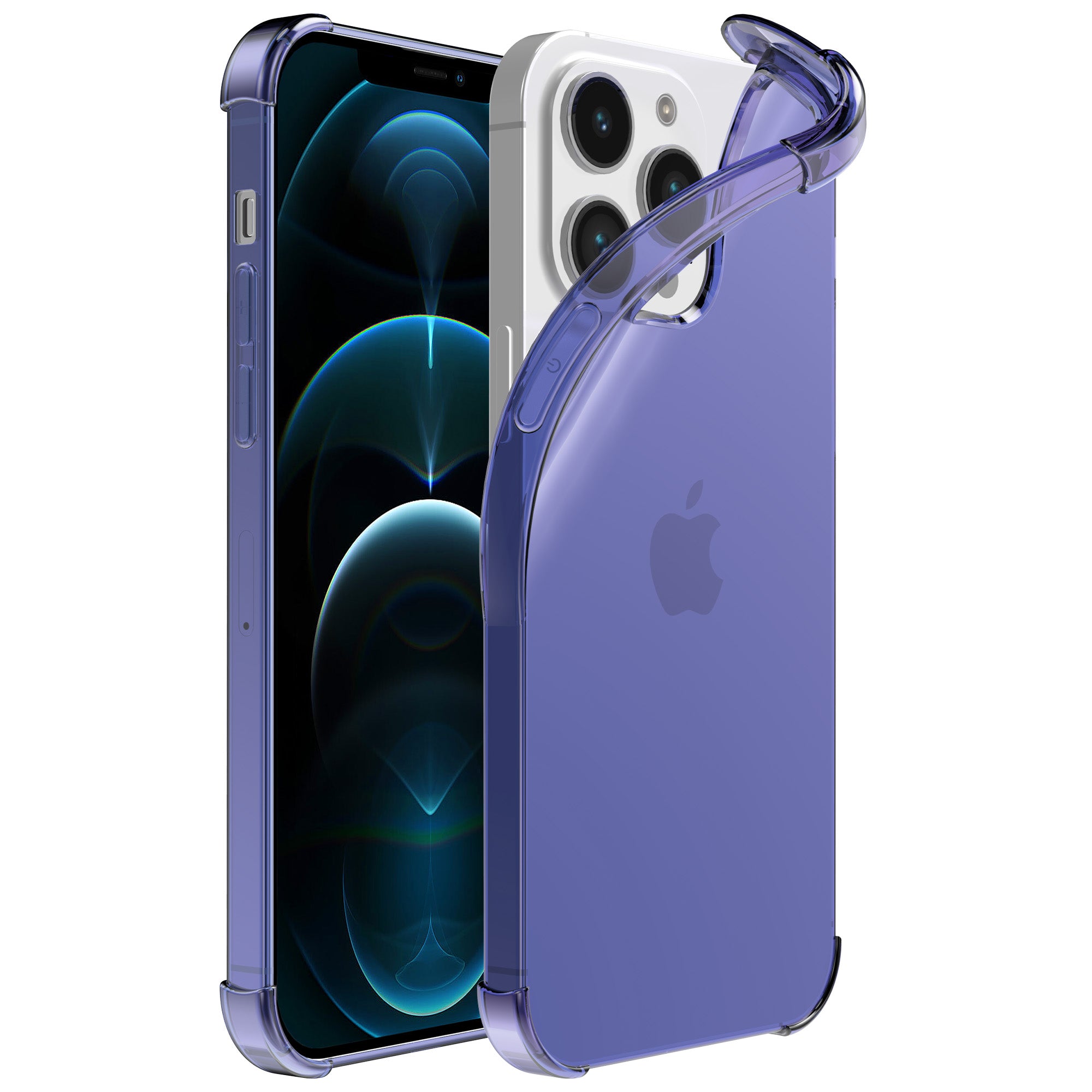 iPhone 12/12 Pro transparant siliconen hoesje - Donkerblauw
