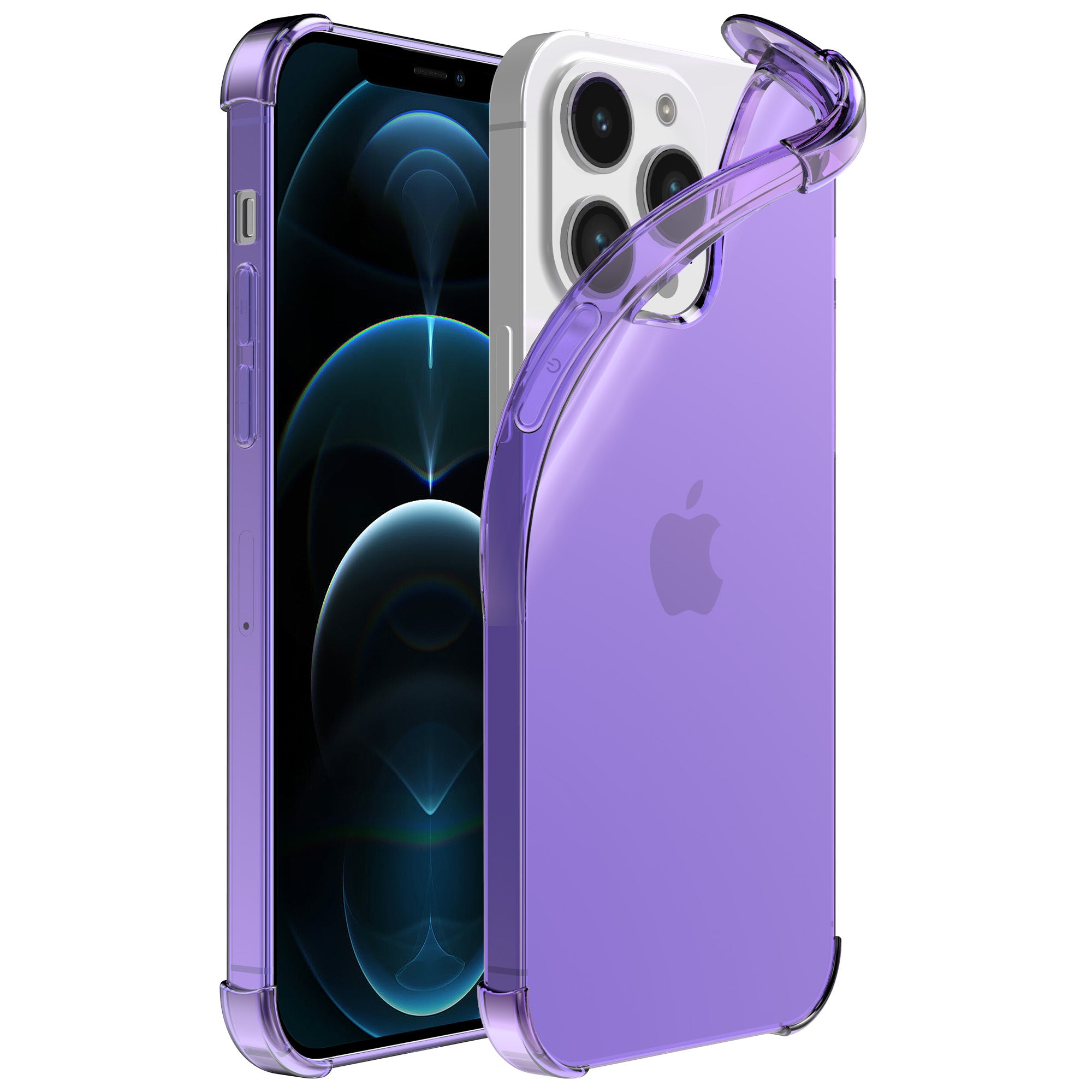 iPhone 12/12 Pro transparant siliconen hoesje - Paars