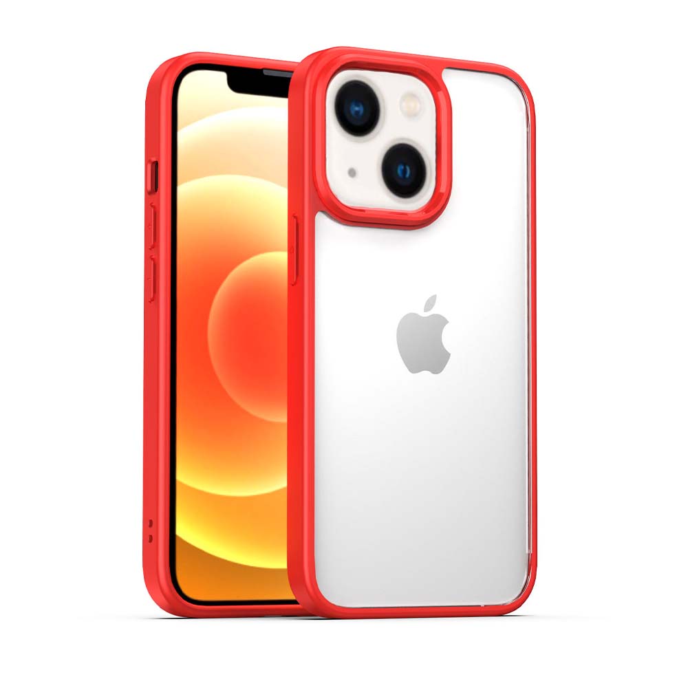 TPU Sterk  Hoesje Met Doorzichtige Achterkant voor iPhone 13 - Rood