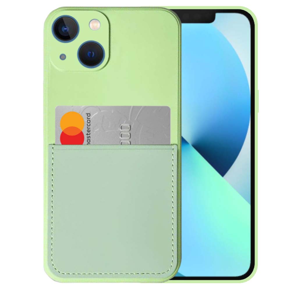 iPhone 13 Mini siliconen hoesje met
  pashouder en zachte binnenkant - Groen