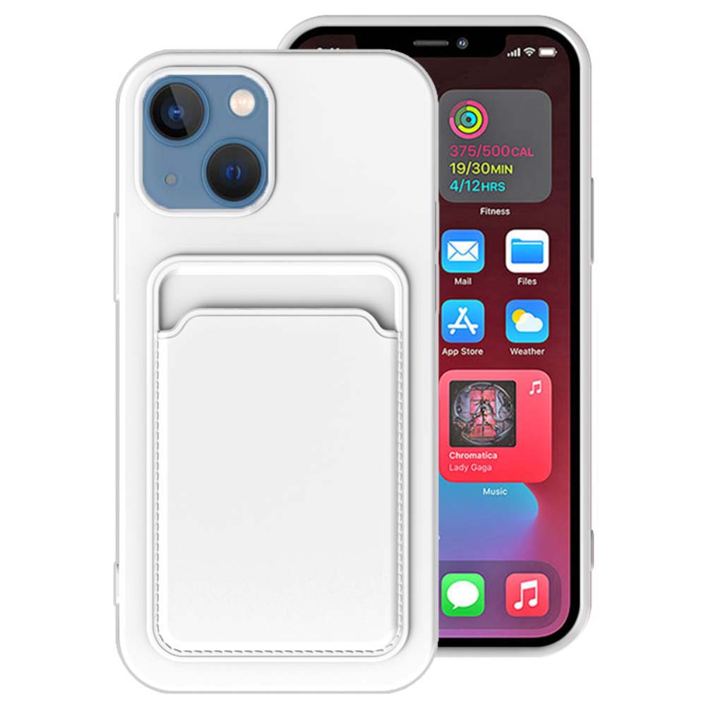 iPhone 13 Mini siliconen hoesje met
  pashouder - Wit