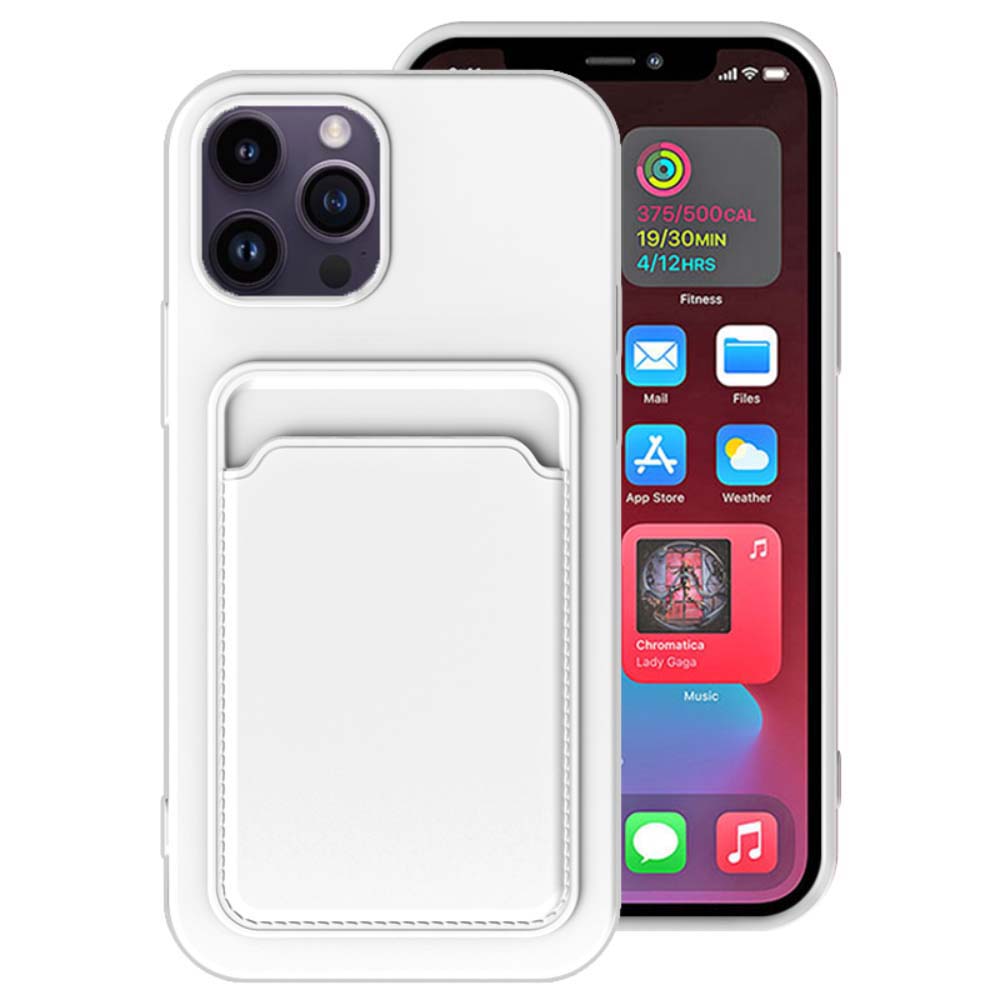 iPhone 13 Pro Max siliconen hoesje met
  pashouder - Wit