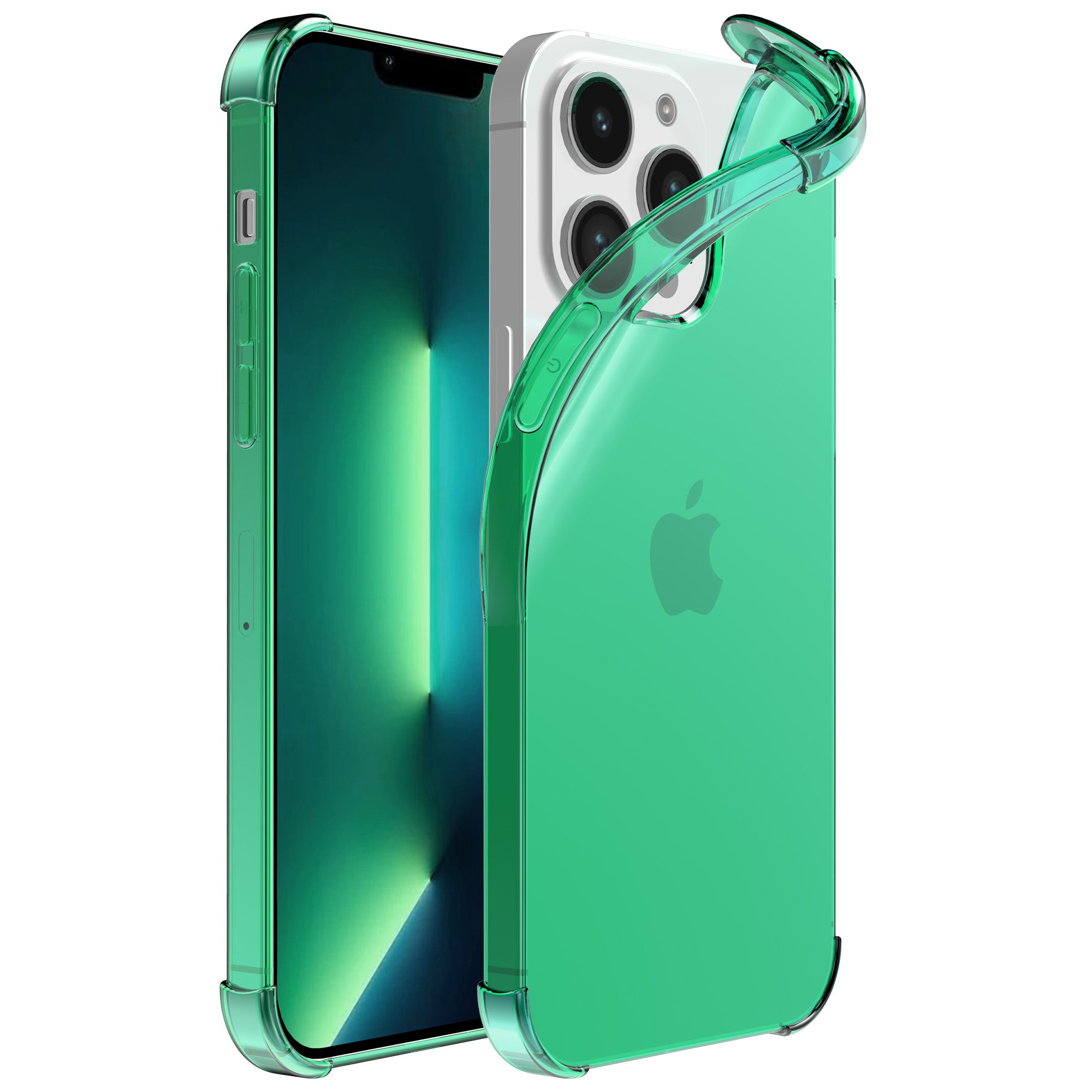 iPhone 13 Pro Max transparant  shockproof siliconen hoesje met stootrand - Groen