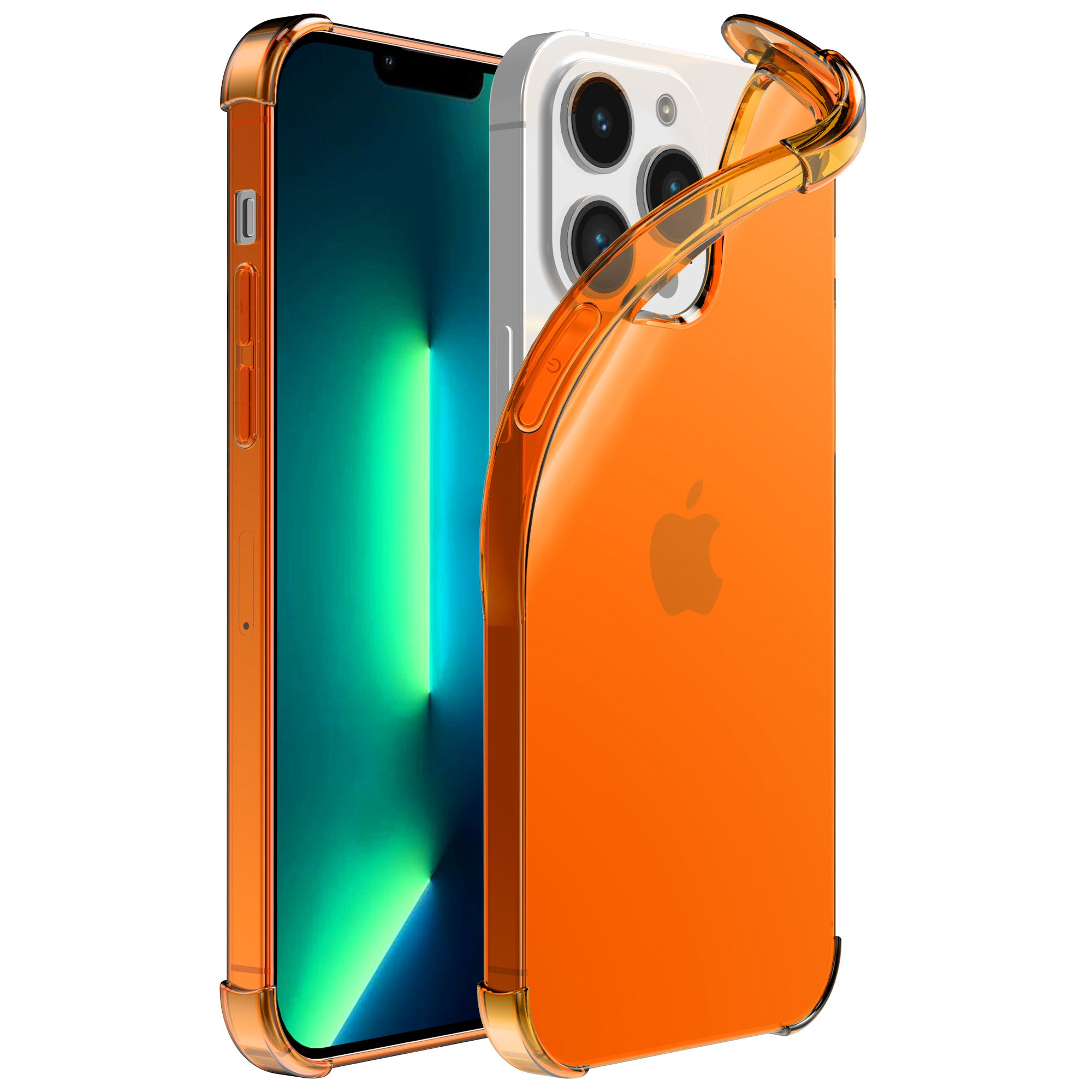 iPhone 13 Pro Max transparant  shockproof siliconen hoesje met stootrand - Oranje