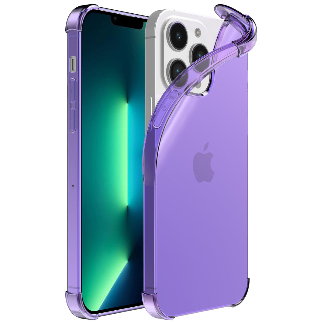 iPhone 13 Pro Max transparant  shockproof siliconen hoesje met stootrand - Paars