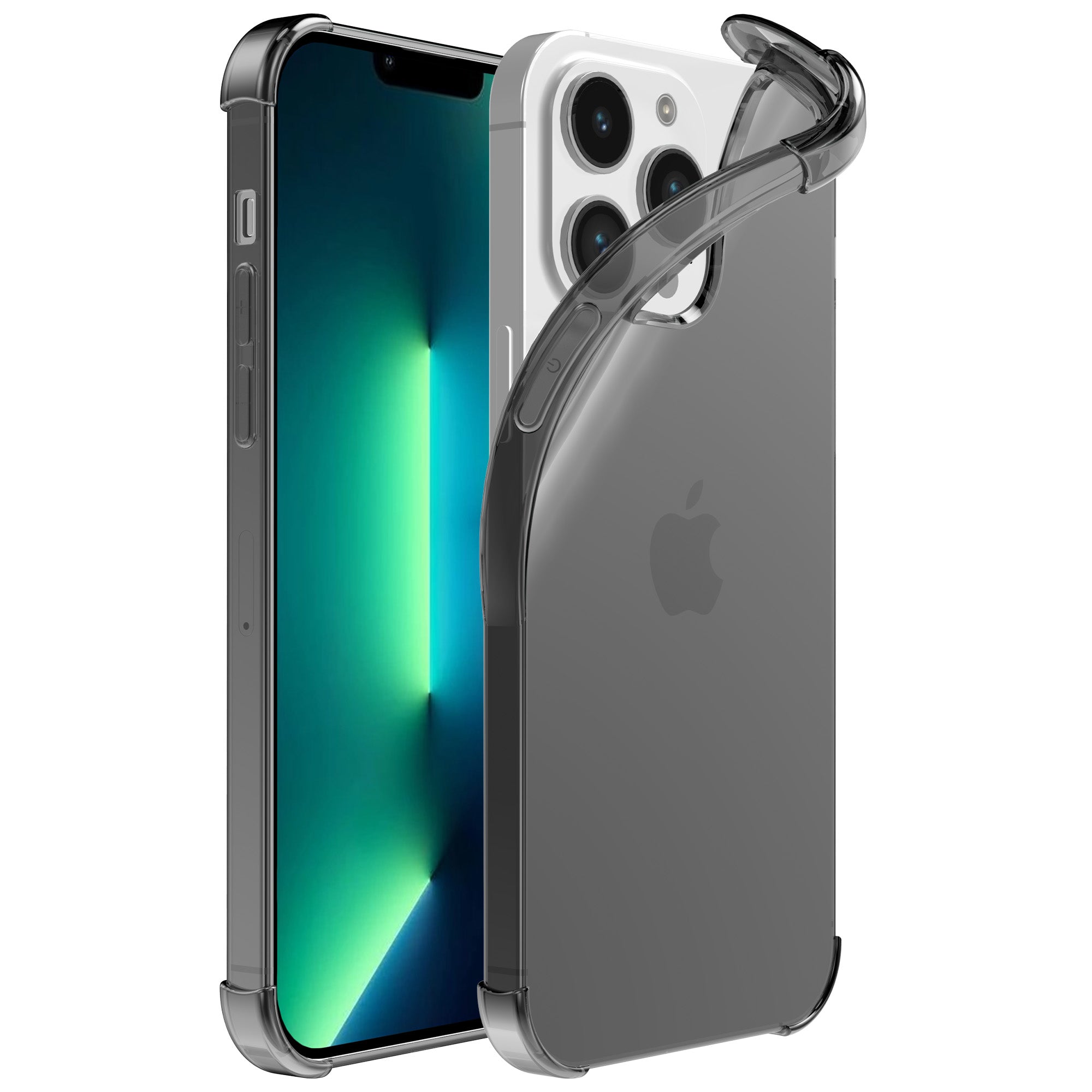 iPhone 13 Pro Max transparant  shockproof siliconen hoesje met stootrand - Zwart