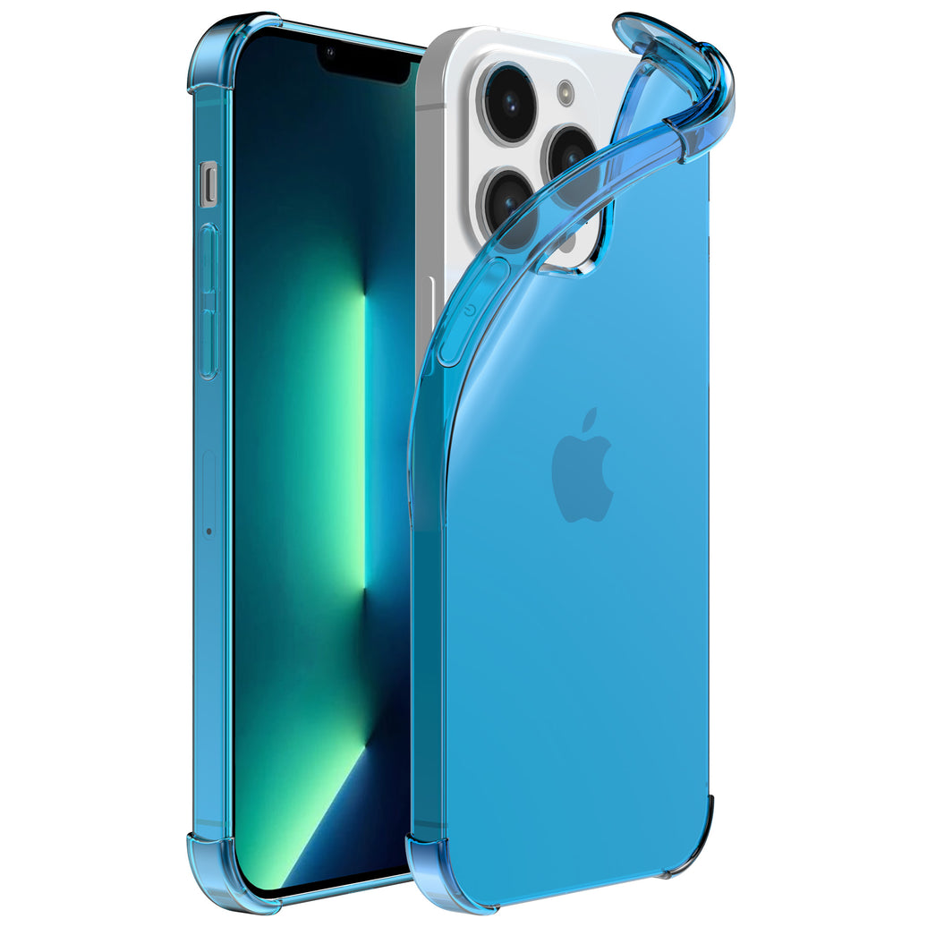 iPhone 13 Pro transparant  shockproof siliconen hoesje met stootrand - Blauw