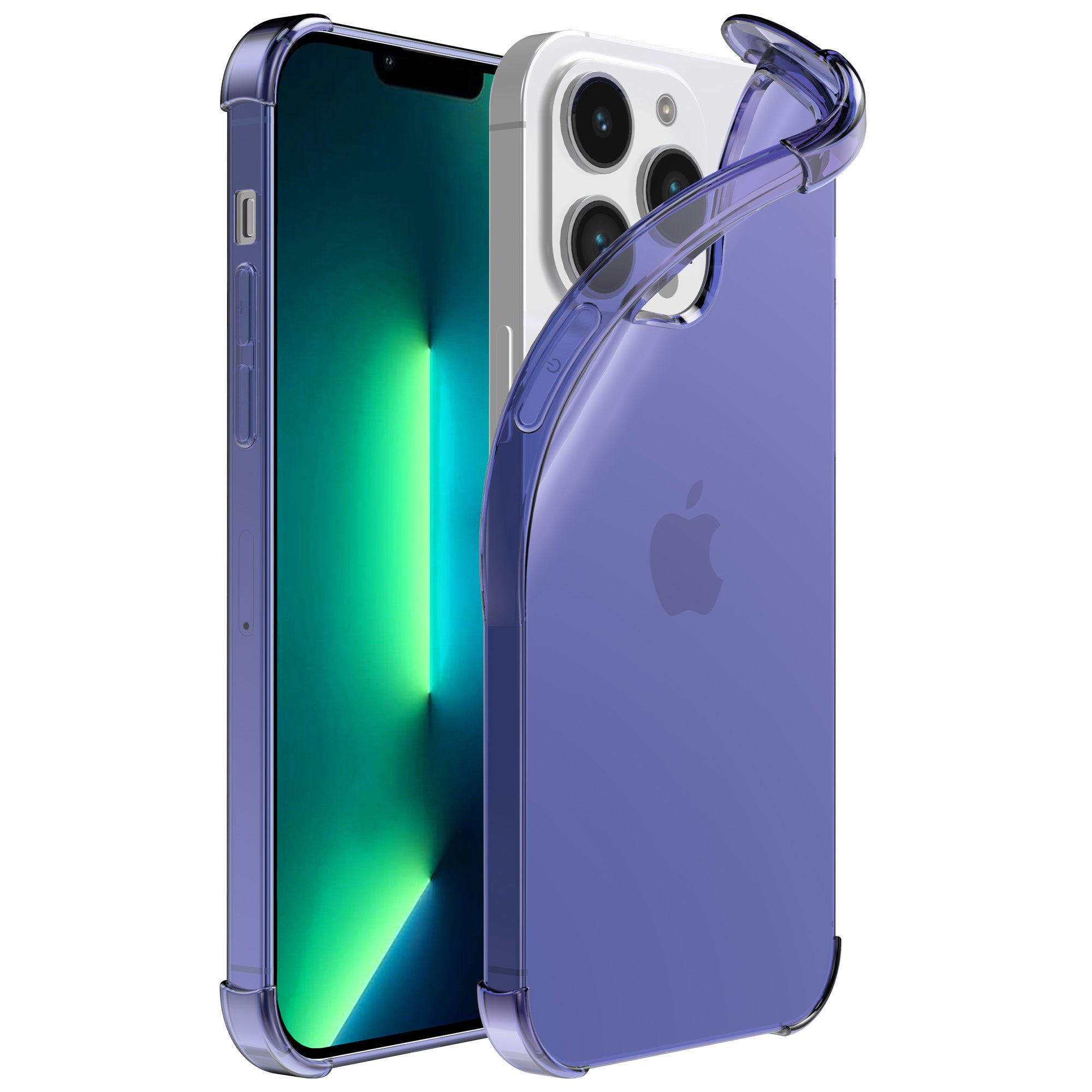 iPhone 13 Pro transparant
  shockproof siliconen hoesje met stootrand - Donkerblauw