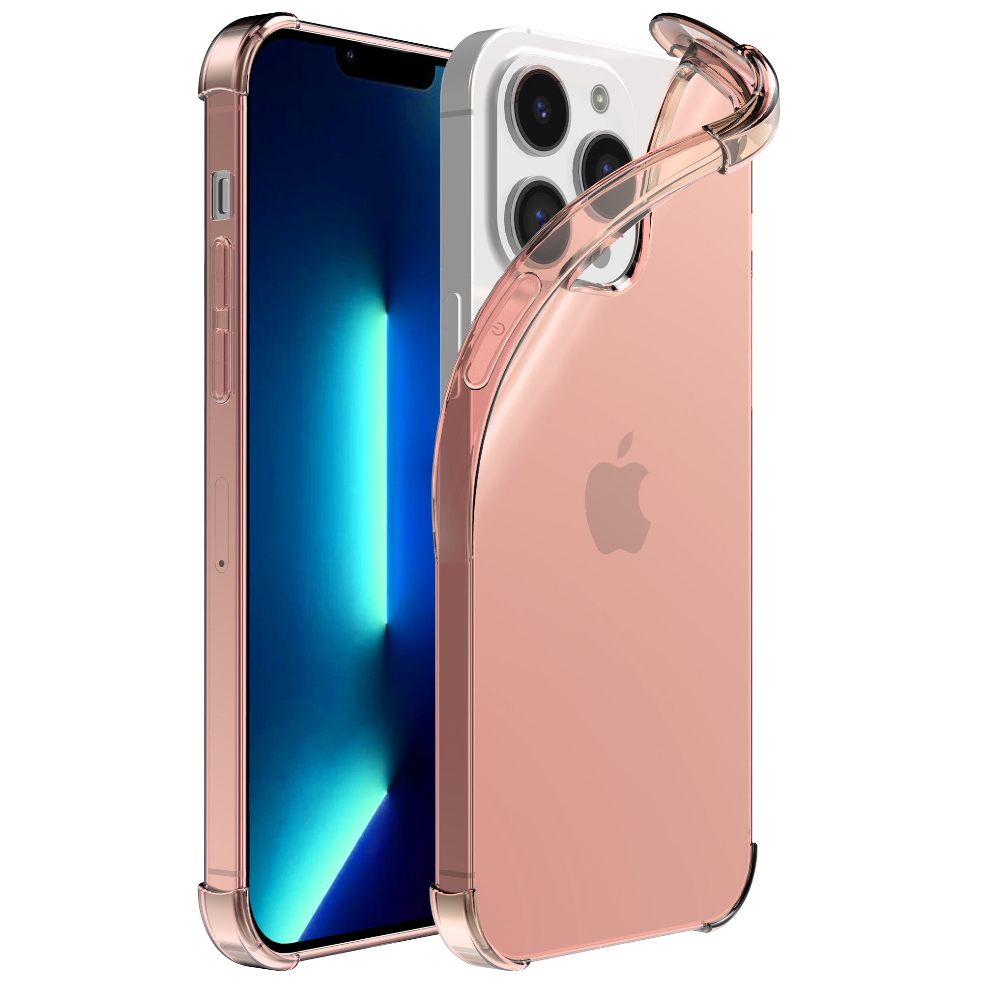 iPhone 13 Pro transparant  shockproof siliconen hoesje met stootrand - Lichtroze