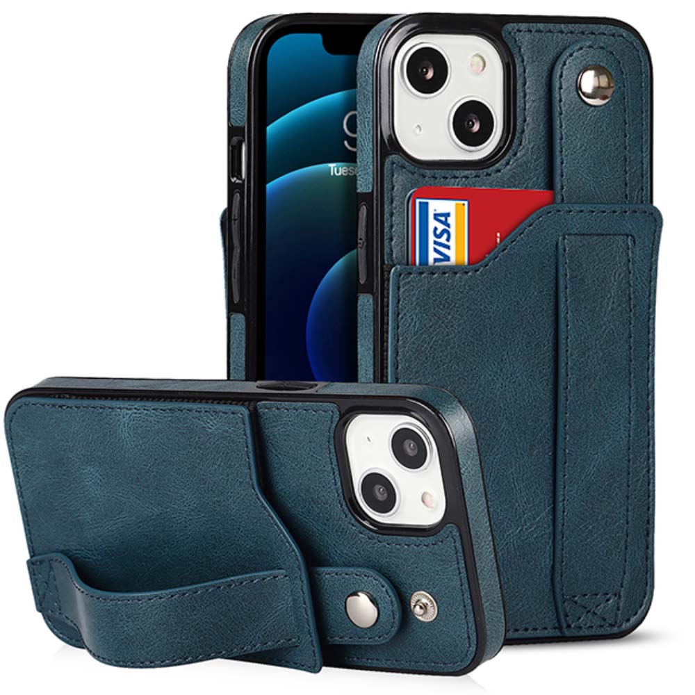 Leren Hoesje  Met Pashouder voor iPhone 13 - Blauw