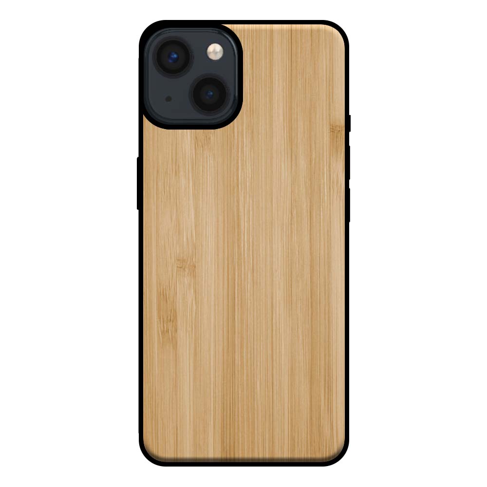 Telefoonhoesje voor iPhone 13 met houten
  look - backcover bamboo kunsthout hoesje - Bruin