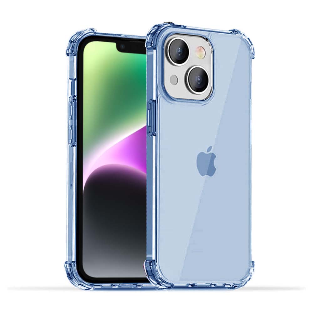 iPhone 14 Plus transparant shockproof
  siliconen hoesje met stootrand - Blauw