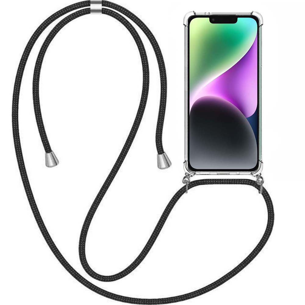 Telefoonhoesje Geschikt voor iPhone 14
  Plus met Koord en Stootrand - TPU Backcover Shockproof met Lanyard -
  Smartphonica