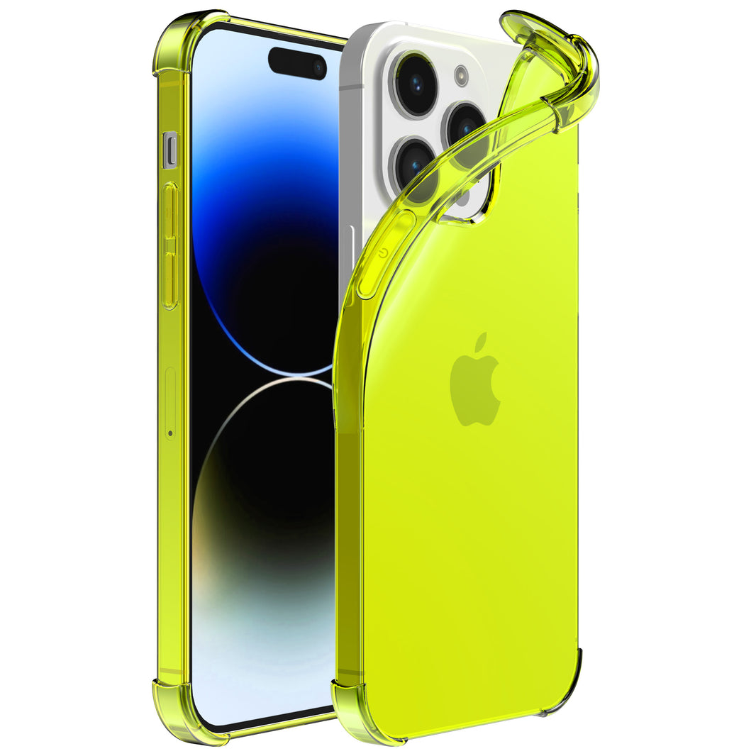 Telefoonhoesje Geschikt voor iPhone 14
  Pro Max Transparant Schokbestendig Siliconen Hoesje met Stootrand -
  Shockproof Back Cover Case - Neon Geel