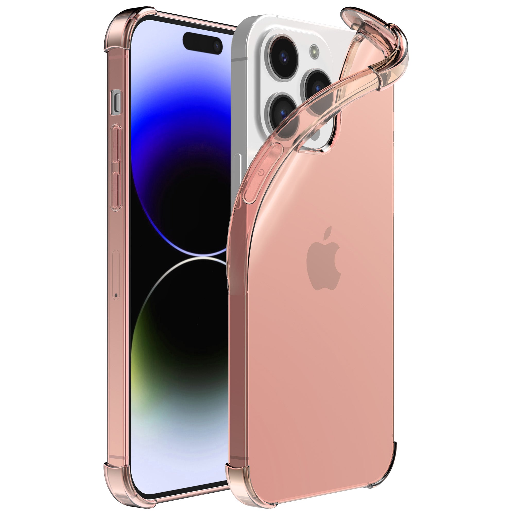 Telefoonhoesje Geschikt voor iPhone 14
  Pro Max Transparant Schokbestendig Siliconen Hoesje met Stootrand -
  Shockproof Back Cover Case - Lichtroze