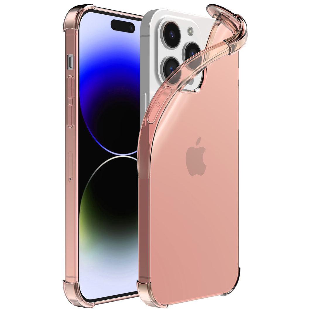 Telefoonhoesje Geschikt voor iPhone 14
  Pro Max Transparant Schokbestendig Siliconen Hoesje met Stootrand -
  Shockproof Back Cover Case - Lichtroze