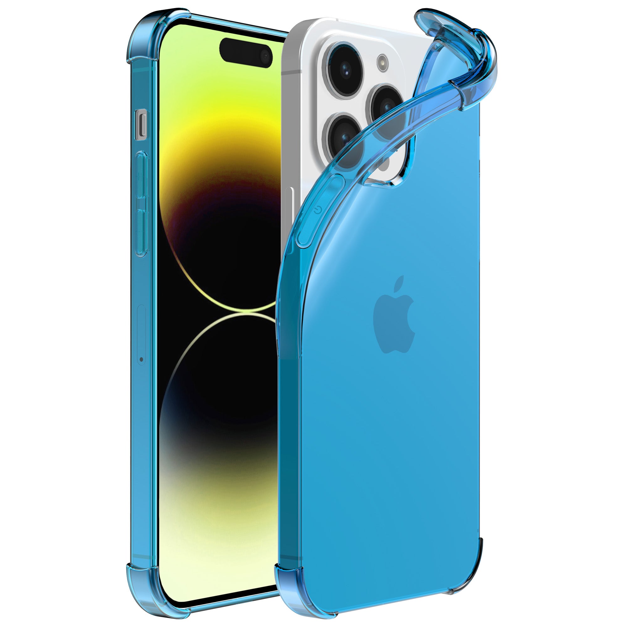 iPhone 14 Pro transparant shockproof  siliconen hoesje met stootrand - Blauw