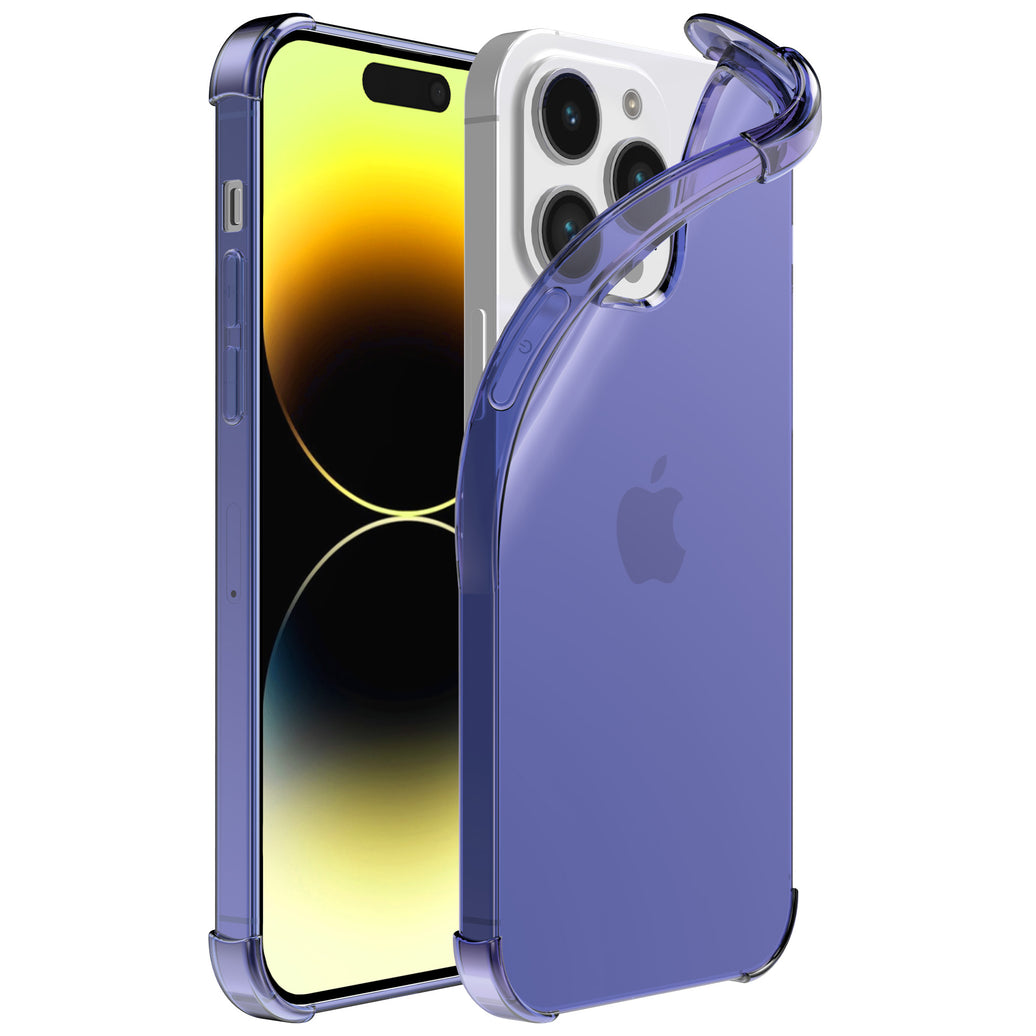 iPhone 14 Pro transparant shockproof
  siliconen hoesje met stootrand - Donkerblauw