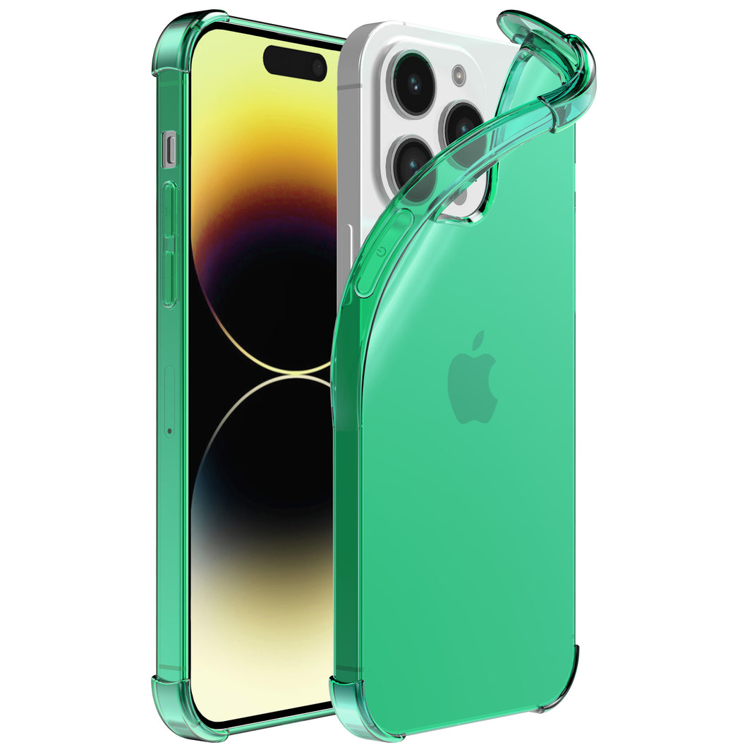 iPhone 14 Pro transparant shockproof
  siliconen hoesje met stootrand - Groen