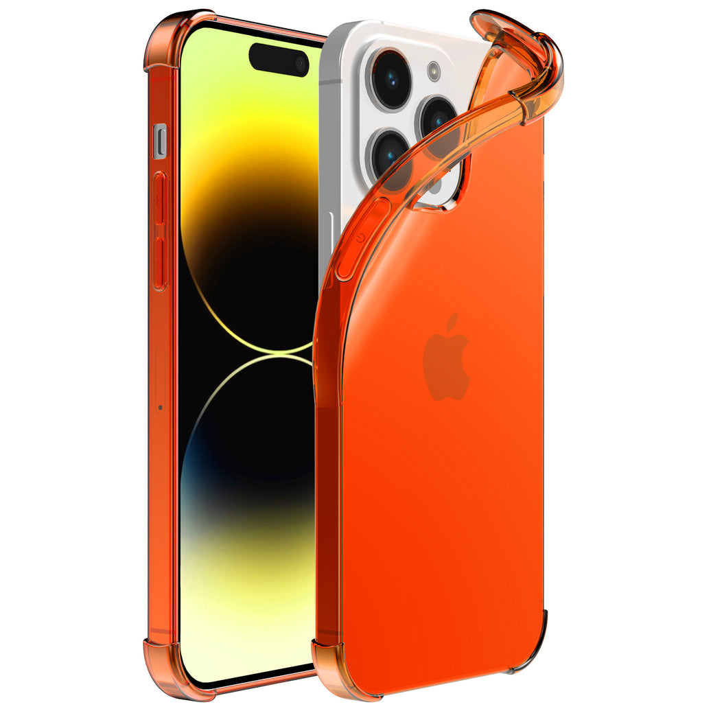 iPhone 14 Pro transparant shockproof
  siliconen hoesje met stootrand - Oranje