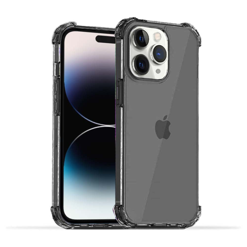 iPhone 14 Pro transparant shockproof
  siliconen hoesje met stootrand - Zwart