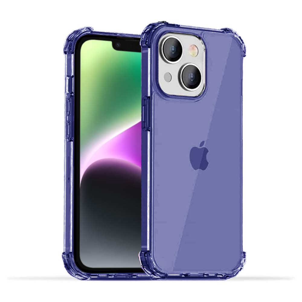 iPhone 14 transparant shockproof
  siliconen hoesje met stootrand - Donkerblauw