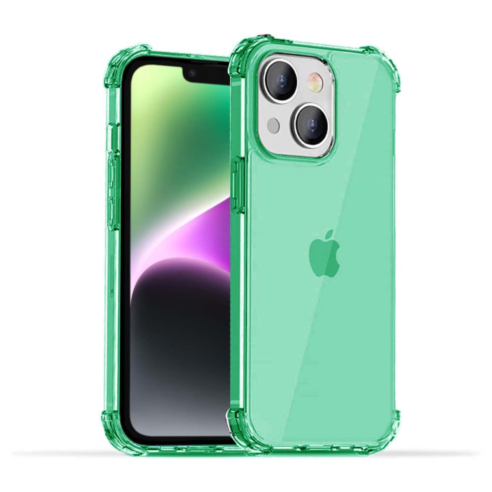 iPhone 14 transparant shockproof
  siliconen hoesje met stootrand - Groen