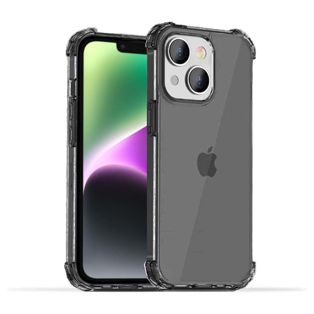 iPhone 14 transparant shockproof  siliconen hoesje met stootrand - Zwart