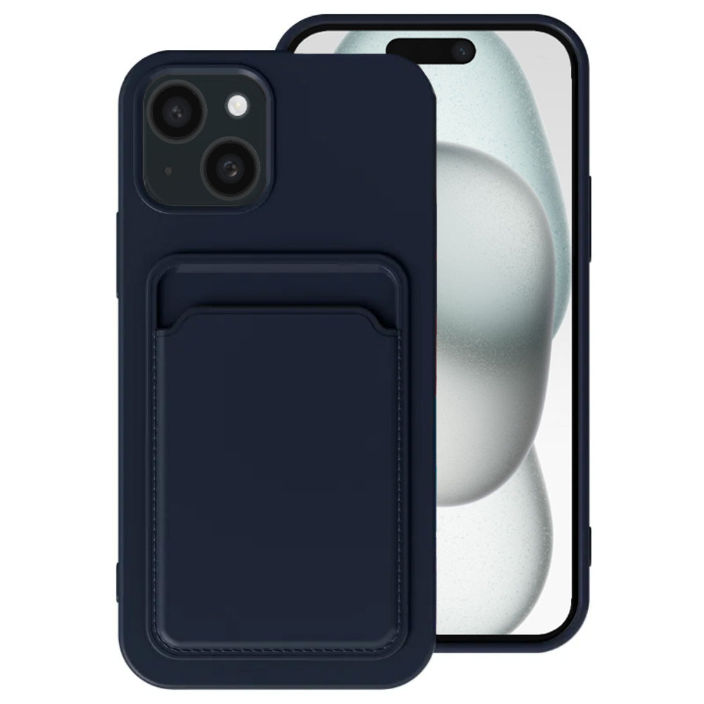 Telefoonhoesje Geschikt voor iPhone 15
  Plus met pasjeshouder - TPU backcover with cardslot - Donkerblauw