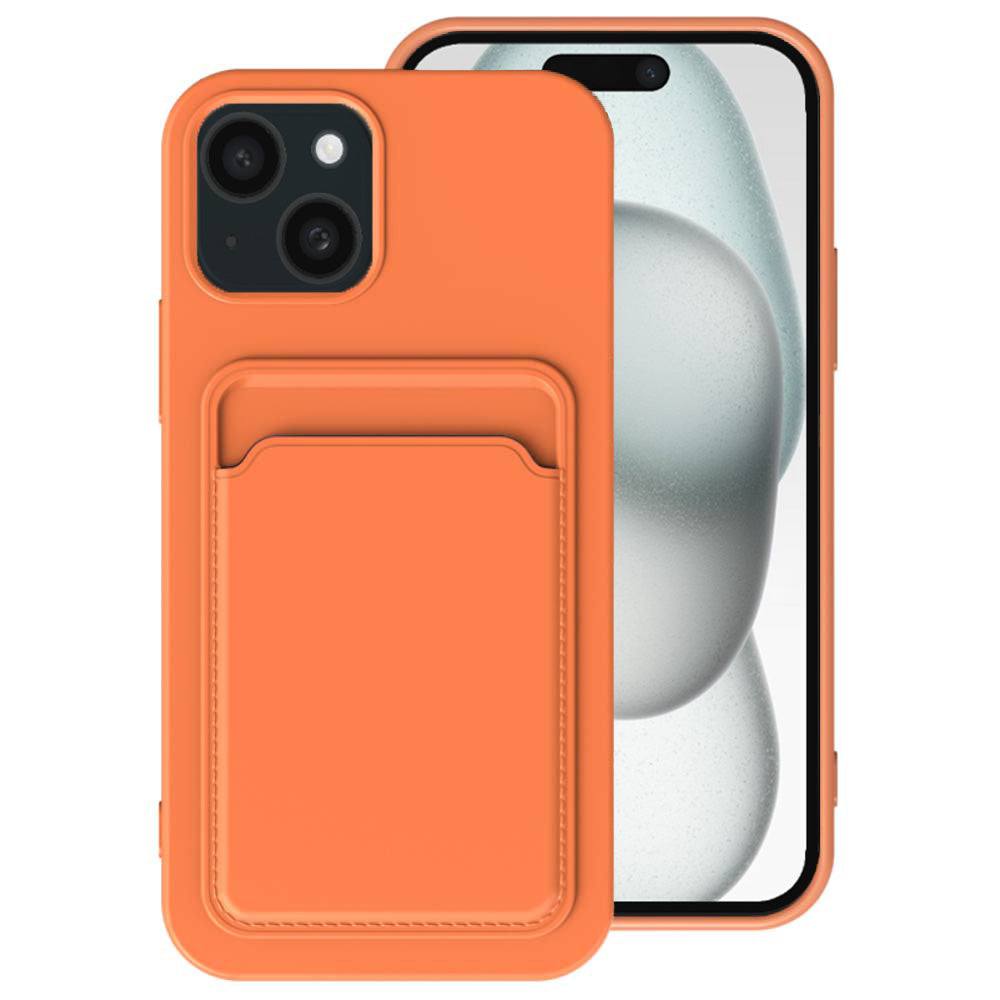 Telefoonhoesje Geschikt voor iPhone 15
  Plus met pasjeshouder - TPU backcover with cardslot - Oranje