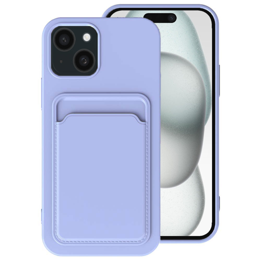 Telefoonhoesje Geschikt voor iPhone 15 Plus met pasjeshouder - TPU backcover with cardslot - Paars