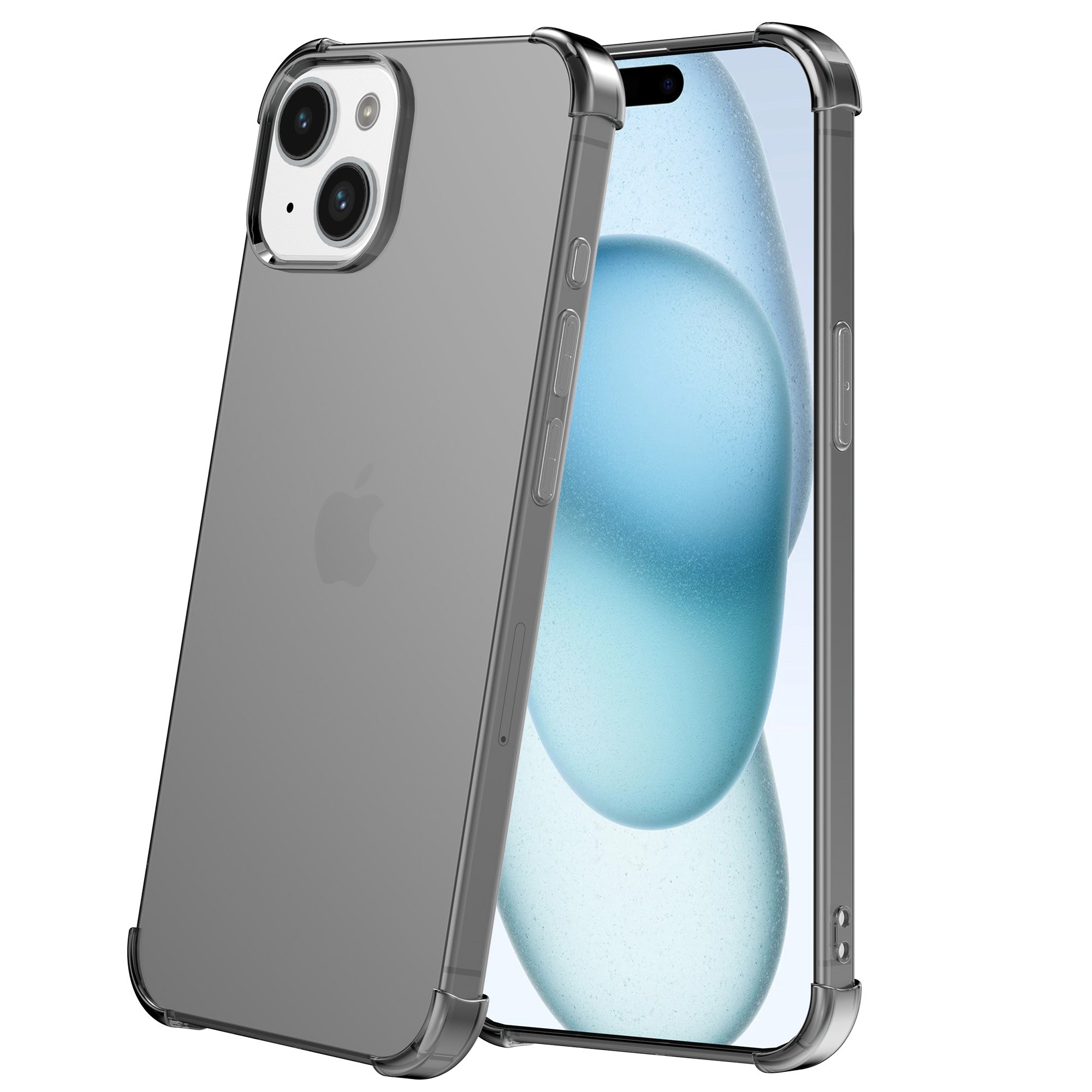 Telefoonhoesje geschikt voor iPhone 15
  Plus - Transparant Shockproof siliconen Hoesje met Stootrand – Zwart