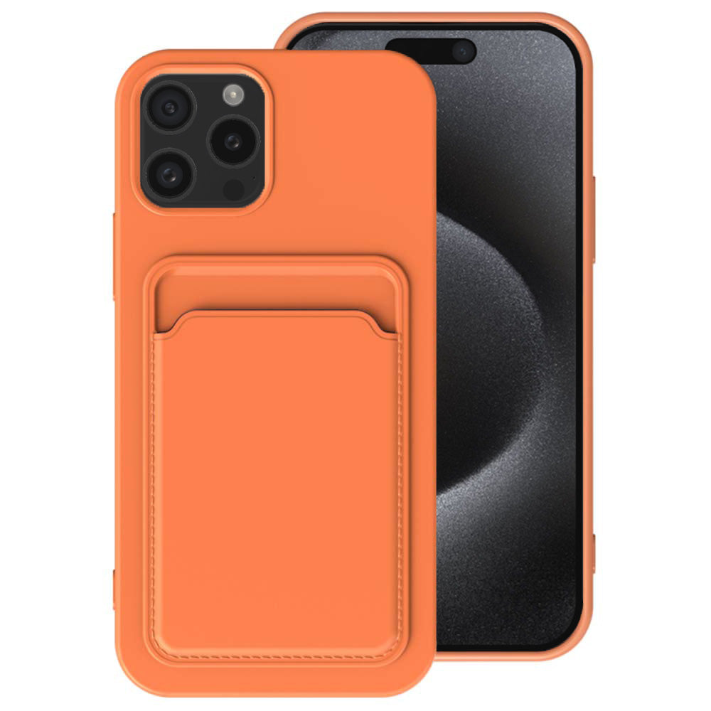 Telefoonhoesje Geschikt voor iPhone 15
  Pro Max met pasjeshouder - TPU backcover with cardslot - Oranje