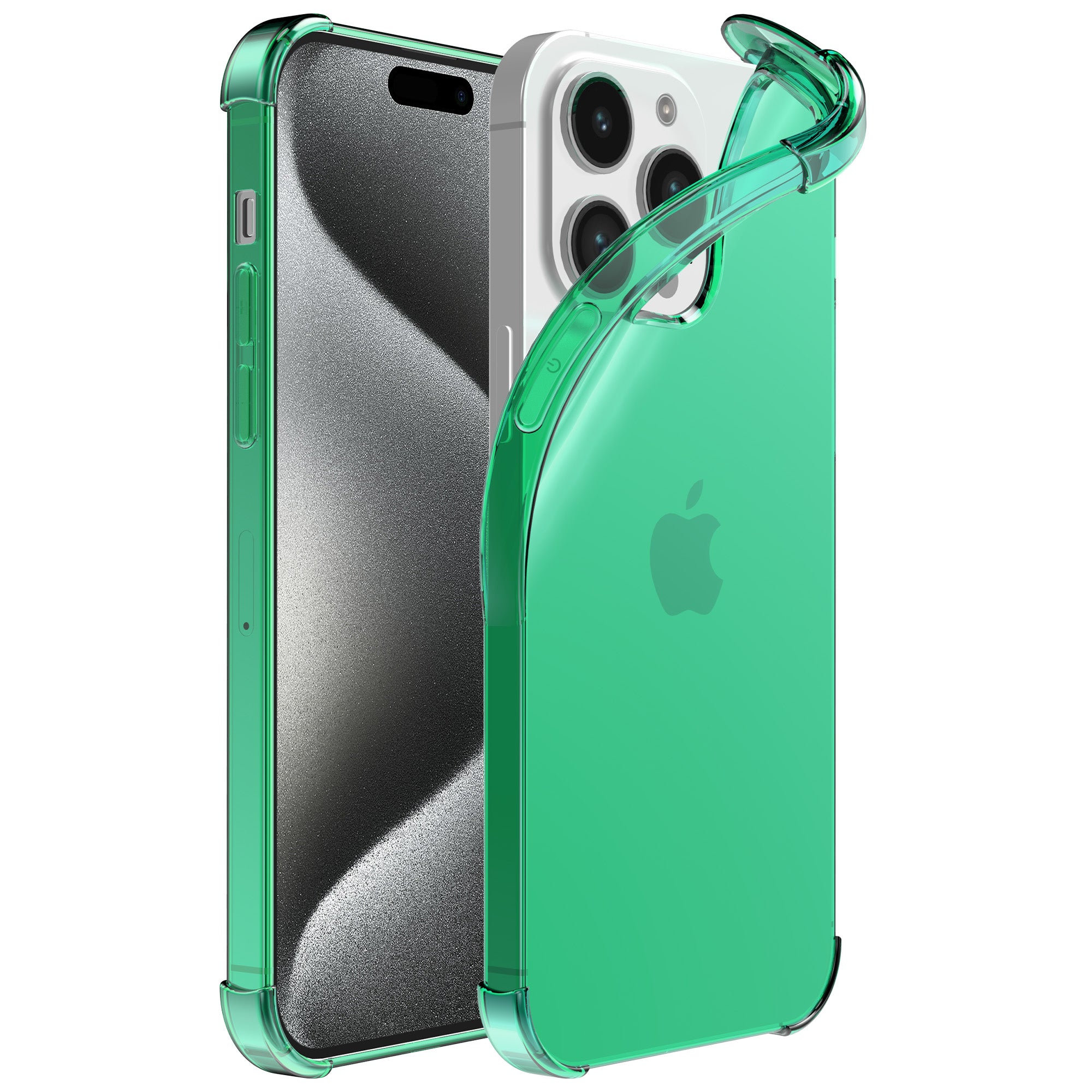 Telefoonhoesje geschikt voor iPhone 15
  Pro Max - Transparant Shockproof siliconen Hoesje met Stootrand – Groen