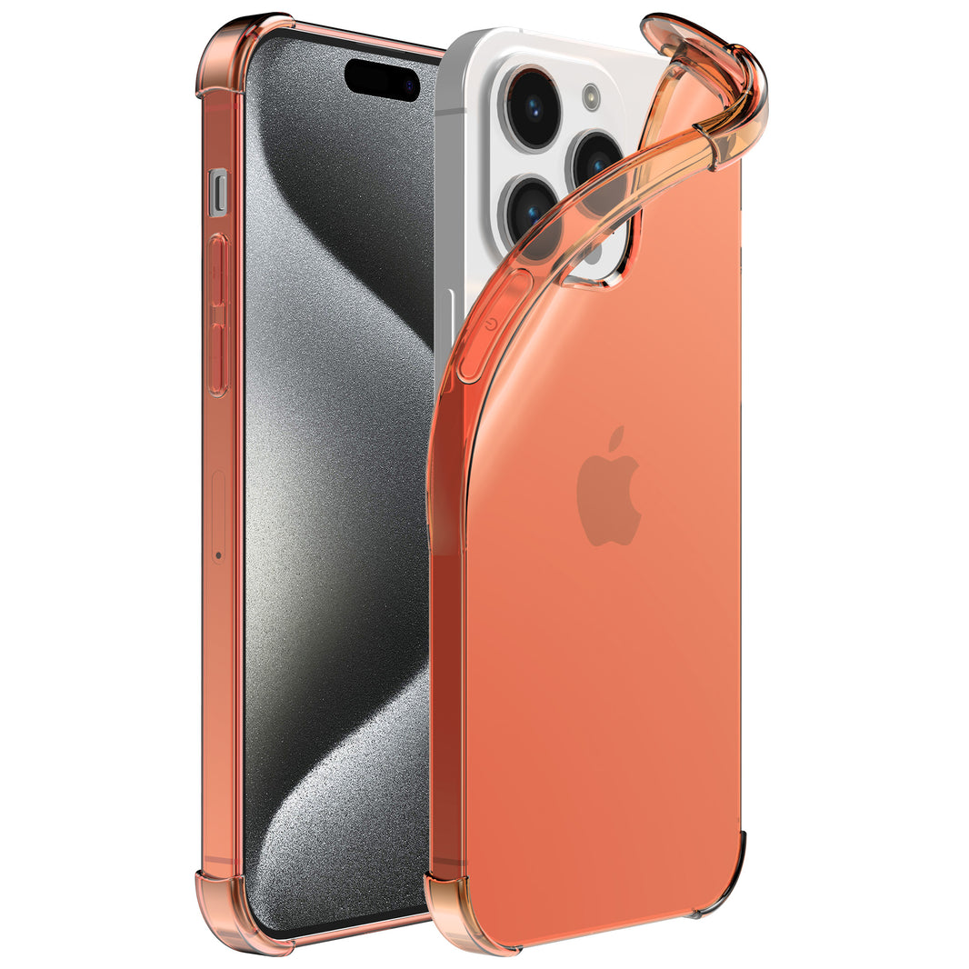 Telefoonhoesje geschikt voor iPhone 15
  Pro Max - Transparant Shockproof siliconen Hoesje met Stootrand – Rood